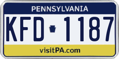 PA license plate KFD1187