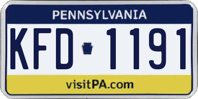 PA license plate KFD1191