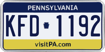 PA license plate KFD1192