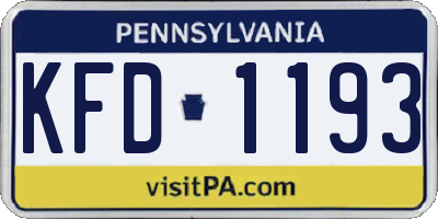 PA license plate KFD1193