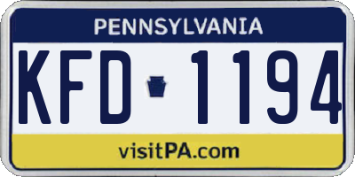 PA license plate KFD1194