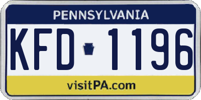 PA license plate KFD1196