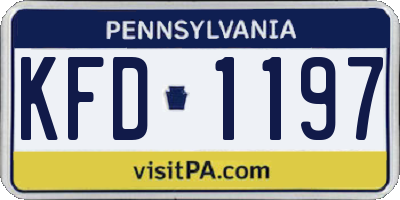 PA license plate KFD1197