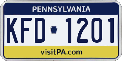 PA license plate KFD1201