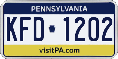 PA license plate KFD1202