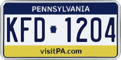 PA license plate KFD1204
