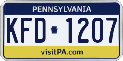 PA license plate KFD1207