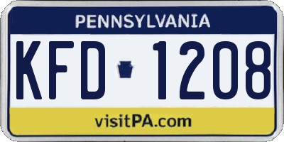 PA license plate KFD1208