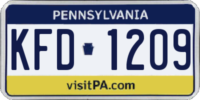 PA license plate KFD1209