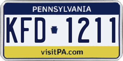 PA license plate KFD1211