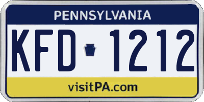 PA license plate KFD1212