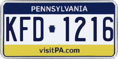PA license plate KFD1216