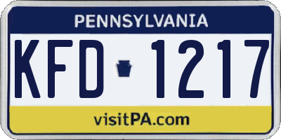 PA license plate KFD1217