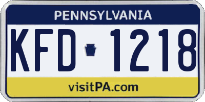 PA license plate KFD1218