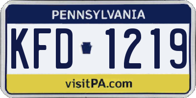 PA license plate KFD1219