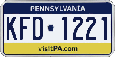 PA license plate KFD1221
