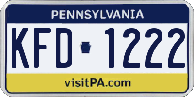 PA license plate KFD1222