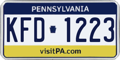 PA license plate KFD1223