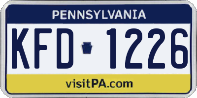 PA license plate KFD1226