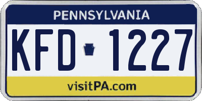 PA license plate KFD1227