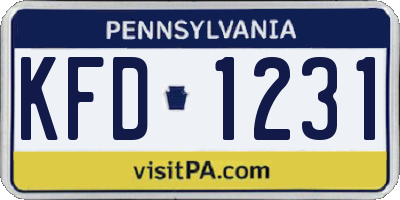 PA license plate KFD1231