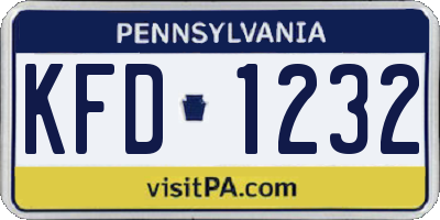 PA license plate KFD1232
