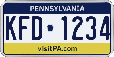 PA license plate KFD1234