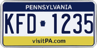 PA license plate KFD1235