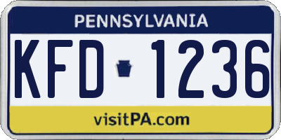 PA license plate KFD1236