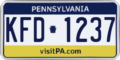 PA license plate KFD1237