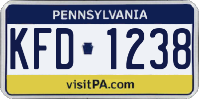 PA license plate KFD1238