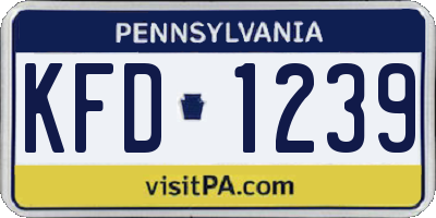 PA license plate KFD1239