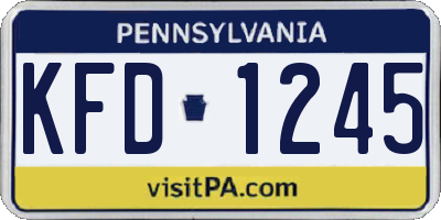 PA license plate KFD1245