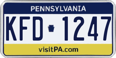 PA license plate KFD1247