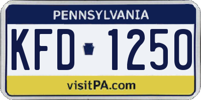 PA license plate KFD1250