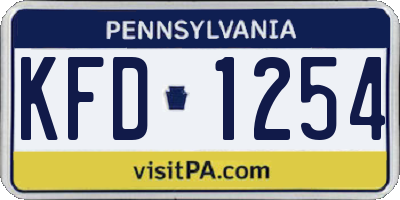 PA license plate KFD1254
