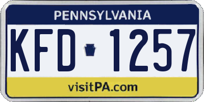 PA license plate KFD1257