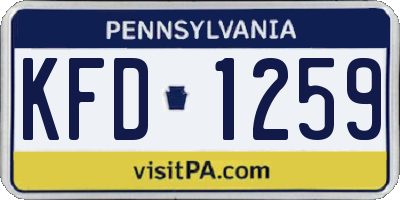 PA license plate KFD1259