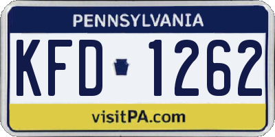 PA license plate KFD1262