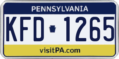 PA license plate KFD1265