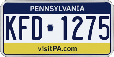 PA license plate KFD1275