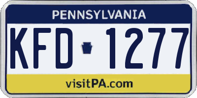 PA license plate KFD1277
