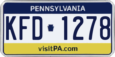 PA license plate KFD1278