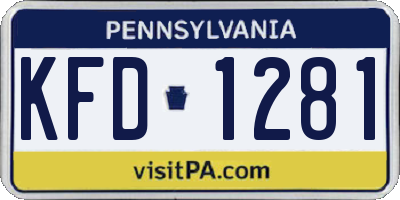PA license plate KFD1281