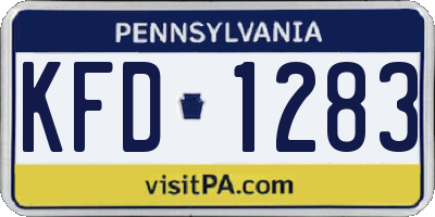 PA license plate KFD1283