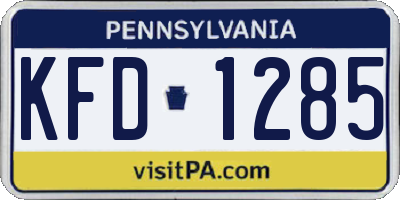 PA license plate KFD1285