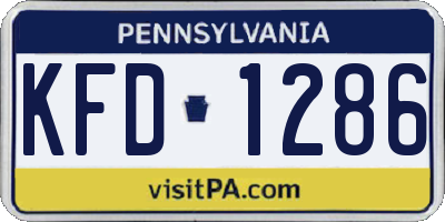 PA license plate KFD1286