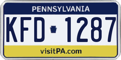 PA license plate KFD1287