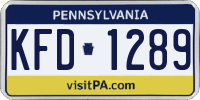 PA license plate KFD1289