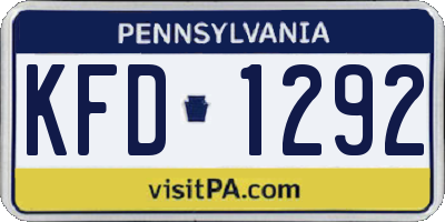 PA license plate KFD1292